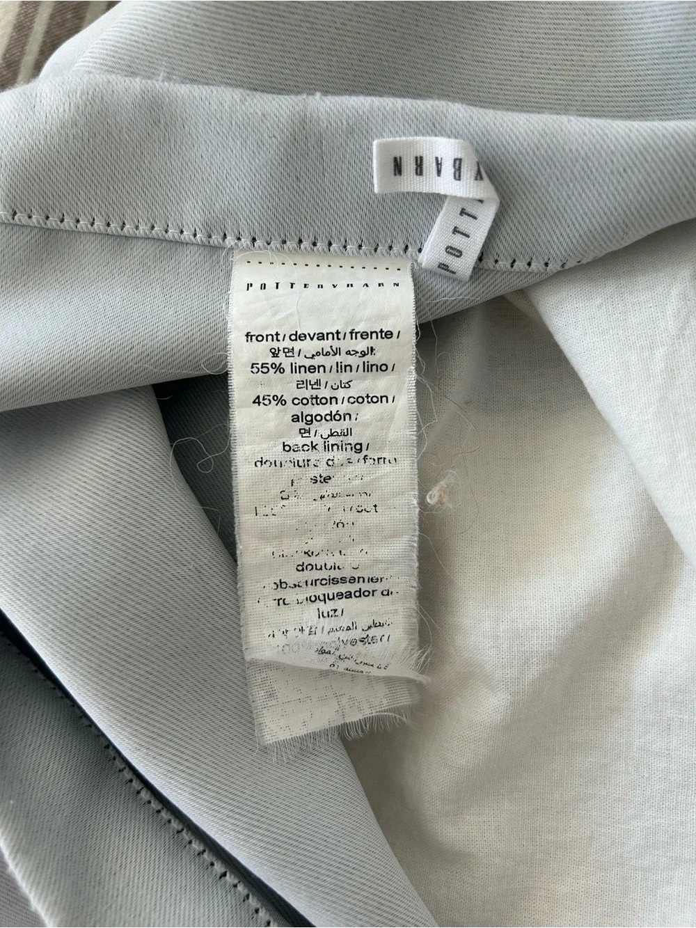Pottery Barn Linen Blend Creamy White and Gray Striped Curtains (2) 50X80